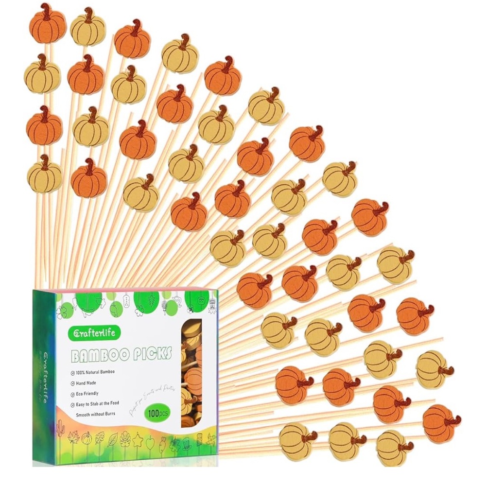 100pcs Maple Leaf and 100pcs Pumpkin Cocktail Picks